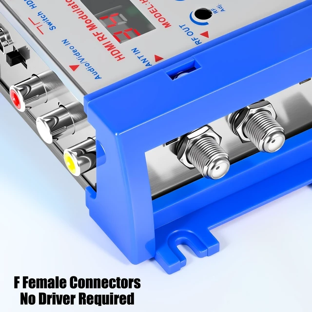 Alt view image 4 of 5 - HDMI to RF Modulator, VHF UHF AV to RF Coaxial Converter, CVBS RCA HDMI to RF Modulator, for TV PAL NTSC Format, for Home TV Switch Audio Video, F Female Connectors