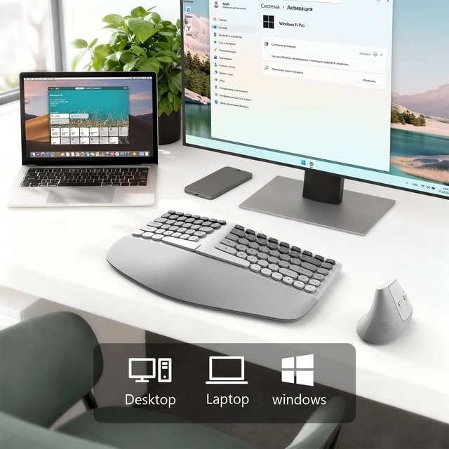 Alt view image 2 of 5 - MOFII Wireless Ergonomic Keyboard & Mouse Combo Split Curved Keyboard with Wrist Rest (All-Day Comfort) + Wireless Vertical Ergonomic Optical Mouse, Compatible with PC/Laptop/Desktop