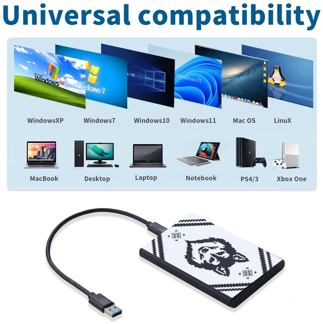 Alt view image 3 of 5 - PILCNLA 2.5 Inch 500GB External Hard Drive, Portable Hard Drive for Windows, Ultra Slim External HDD Compatible with PC, MAC, Laptop, PS4, Xbox One, Xbox 360, Plug and Play
