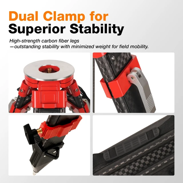 Alt view image 4 of 5 - MOETER Carbon Fiber Survey Tripod, 5/8 in 11 Thread, 179 cm Heavy Duty