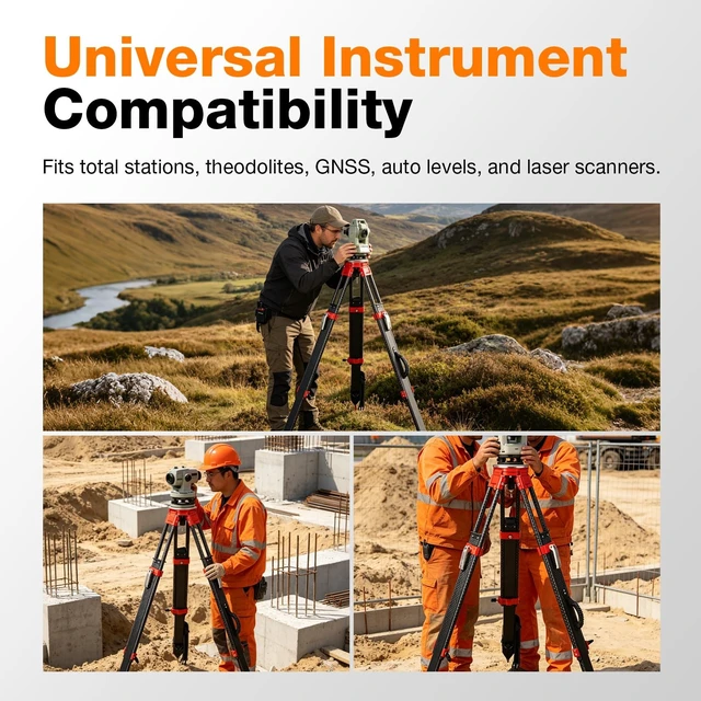 Alt view image 5 of 5 - MOETER Carbon Fiber Survey Tripod, 5/8 in 11 Thread, 179 cm Heavy Duty