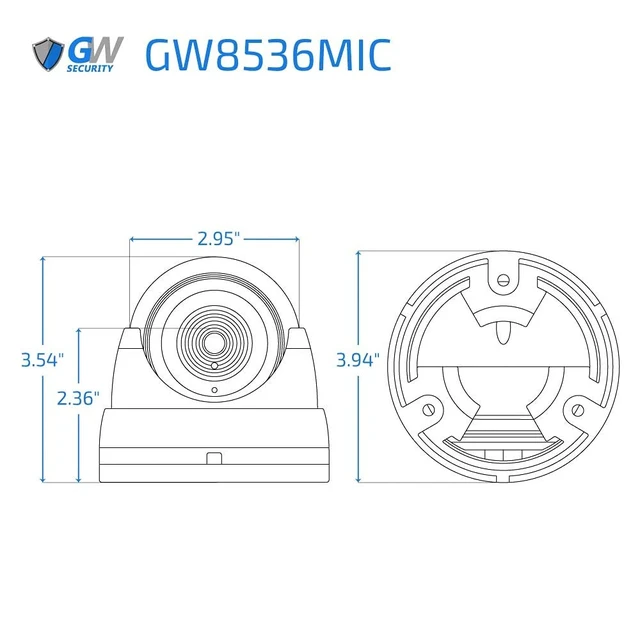 Alt view image 3 of 3 - GW Security 4K 8MP Outdoor/Indoor PoE Turret Security Camera (GW8536MIC)