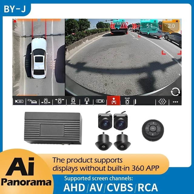 Alt view image 3 of 5 - BY-J 360 Degree Bird View Surround System, 1080P Car DVR Recording Panoramic View, All Round Rear View Camera with AI Intelligence, for Car, SUV, Van Vehicles