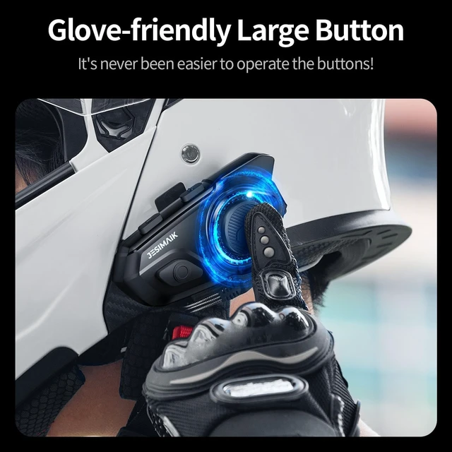Alt view image 5 of 5 - JESIMAIK Motorcycle Helmet Bluetooth Headset, 10 Way 2KM Helmet Communication System, Multitasking Audio Motorcycle Intercom, 2 Mics&40mm Speaker (1 Pack)