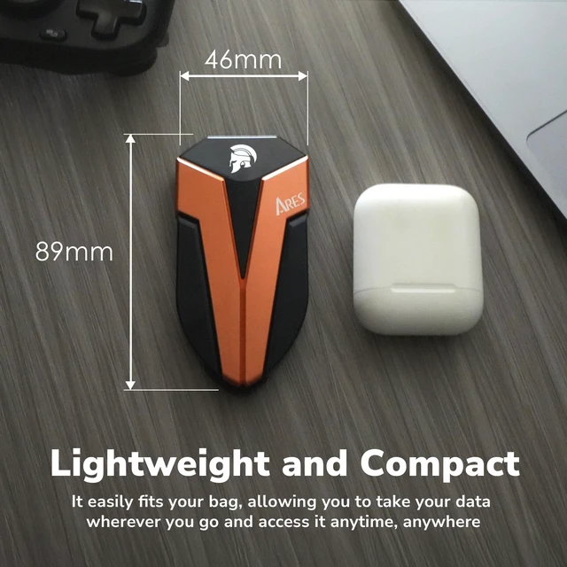 Alt view image 3 of 5 - DATO External SSD 4TB, External Solid State Drive Portable SSD External USB 3.2 Gen 2x2 Type-C OTG Supported Compatible with PS5 and Xbox, up to 1600/1500 MB/s IP67 Waterproof - ARES Amber Shield