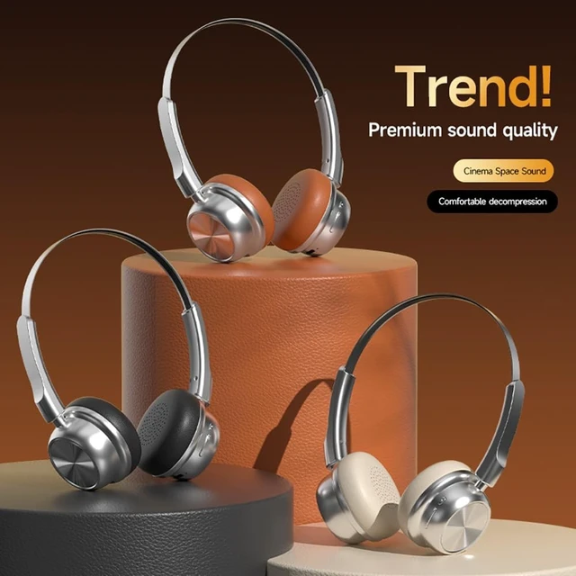 Alt view image 4 of 5 - CR-20 Retro Bluetooth 5.4 Over-Ear Headphones, 14Hr Playtime, ENC Noise Reduction, White (Silver Brown)
