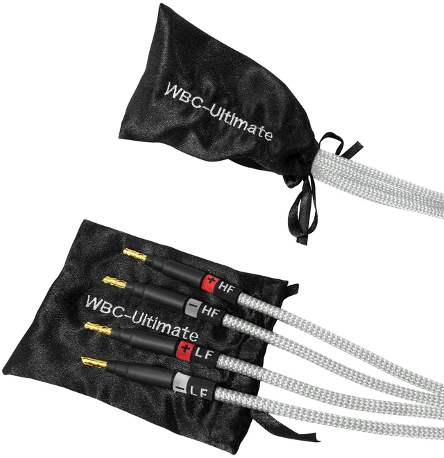 Alt view image 5 of 5 - WORLDS BEST CABLES 8 Foot Ultimate - 12 AWG - Ultra-Pure OFC - Premium Audiophile HiFi Single Bi-Amp Speaker Cable for Center Channel with Eminence Gold Banana Plugs & Silver Tweed Jacket