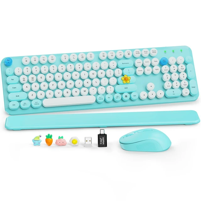Main image of Wireless Keyboard and Mouse Combo, Pale Turquoise, Magnetic Wrist Rest