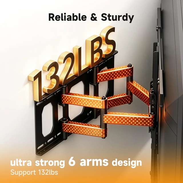 Alt view image 3 of 5 - XINLEI 1.3" Ultra Slim Full Motion TV Wall Mount for 43"-90" Flat/Curved TV