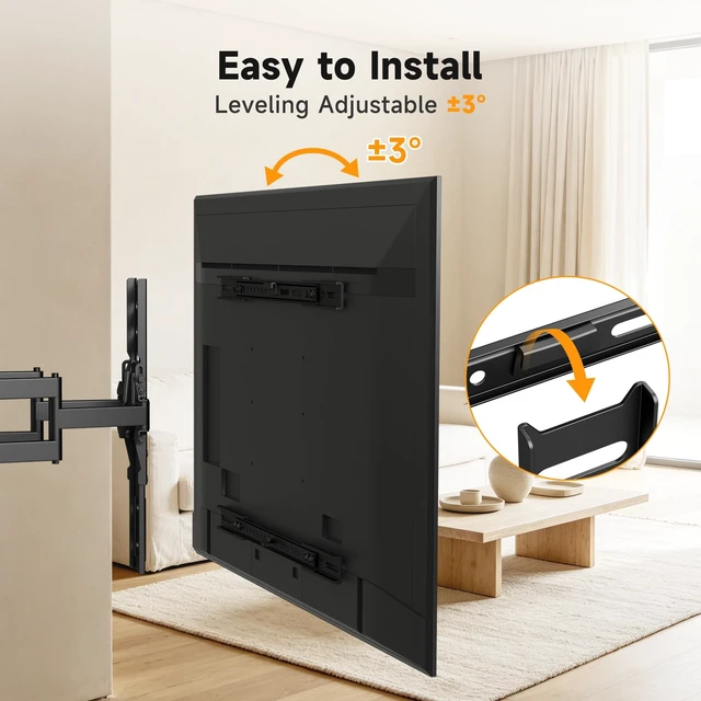 Alt view image 4 of 5 - XINLEI 1.3" Ultra Slim Full Motion TV Wall Mount for 43"-90" Flat/Curved TV