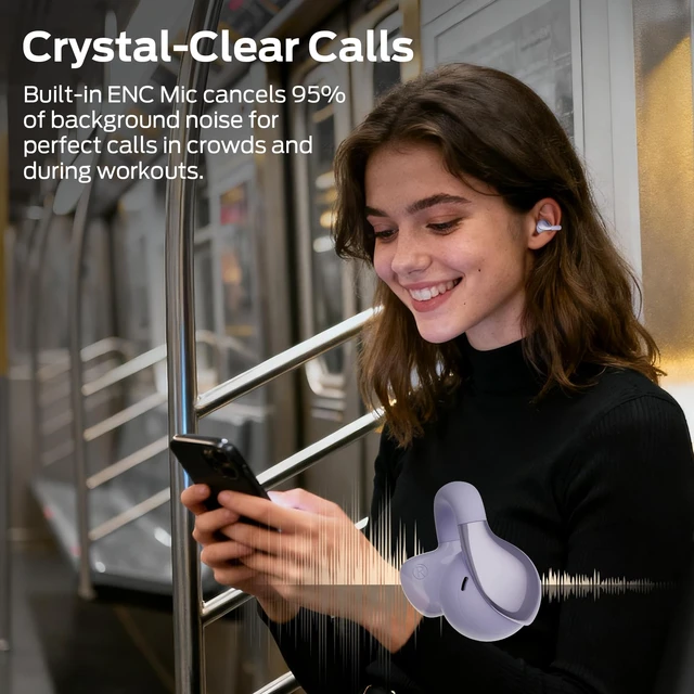 Alt view image 4 of 5 - Oraolo Open Ear AC225 Headphones, Bluetooth 6.0 Wireless Earbuds, Stereo Sound, Lightweight Comfort Clip-On Earbuds with ENC Mic for Clear Calls, 36H Playtime, Touch Control, IPX6 Waterproof, P