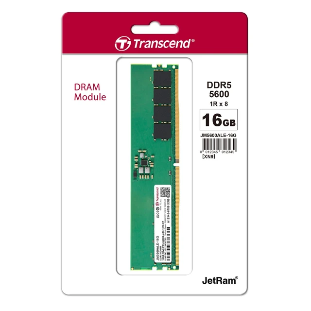Alt view image 2 of 5 - Transcend JetRam 16GB DDR5 RAM 5600MHz U-DIMM CL46, Desktop Memory Module