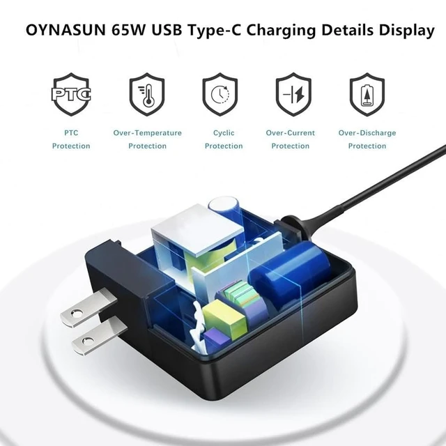 Alt view image 5 of 5 - OYNASUN 65W USB-C Replacement Charger Adapter for Asus Zenbook Chromebook