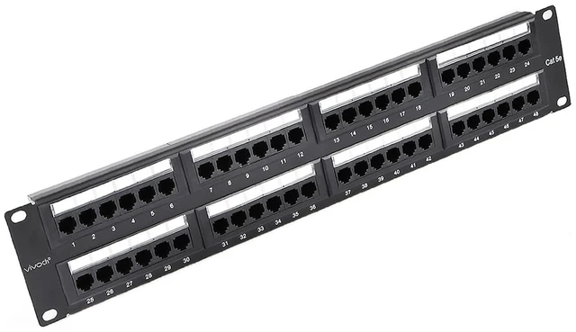 Main image of VIVOCH 2U 48 Ports Cat5E Unshielded Wallmount or Rackmount Patch Panel UTP Ethernet Patch Panel with Cat5E Adapter Patch Panel