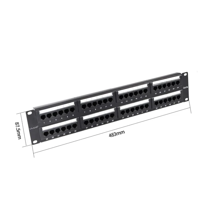 Alt view image 3 of 5 - VIVOCH 2U 48 Ports Cat5E Unshielded Wallmount or Rackmount Patch Panel UTP Ethernet Patch Panel with Cat5E Adapter Patch Panel
