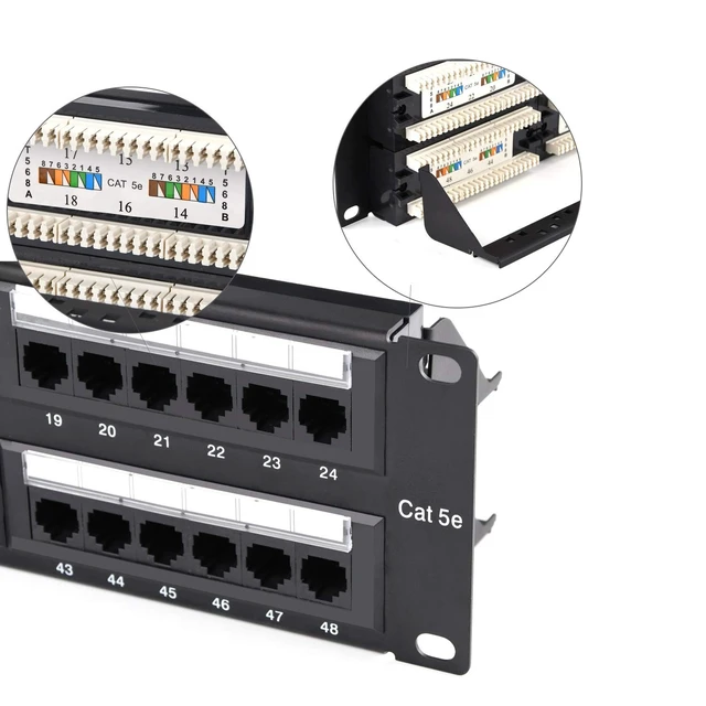 Alt view image 4 of 5 - VIVOCH 2U 48 Ports Cat5E Unshielded Wallmount or Rackmount Patch Panel UTP Ethernet Patch Panel with Cat5E Adapter Patch Panel