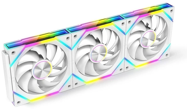 Main image of RUIX J2 120mm ARGB PWM Case Fan 3-Pack, Upgraded Snap-On Modular Fans with Contact Pin Connection, Improved Cable Management, High-Airflow PC Cooling Fans, White, Forward