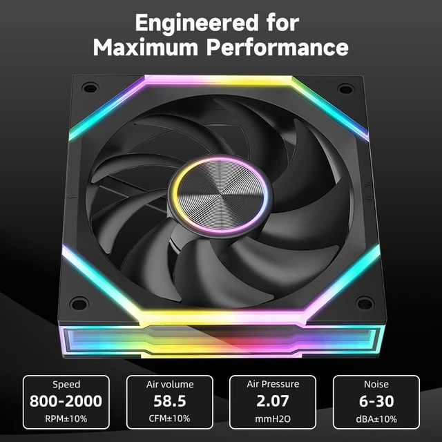 Alt view image 4 of 5 - RUIX J2 120mm ARGB PWM Case Fan 3-Pack, Upgraded Snap-On Modular Fans with Contact Pin Connection, Improved Cable Management, High-Airflow PC Cooling Fans, White, Forward