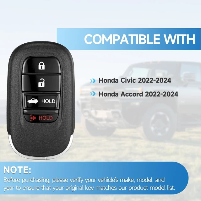 Alt view image 2 of 5 - Key Fob Replacement Remote Fits for Honda Civic Accord 2022-2024 Proximity Keyless Entry Smart Remote Control 434Mhz KR5TP-4 72147-T20-A01