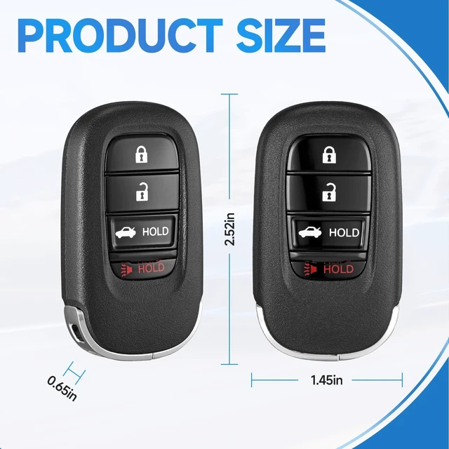 Alt view image 4 of 5 - Key Fob Replacement Remote Fits for Honda Civic Accord 2022-2024 Proximity Keyless Entry Smart Remote Control 434Mhz KR5TP-4 72147-T20-A01