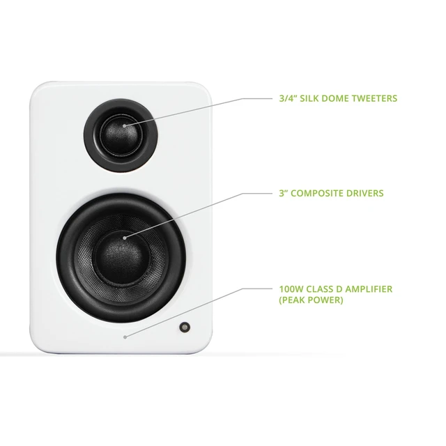 Alt view image 2 of 5 - Kanto YU2GW PC Gaming Desktop Speakers ^^ 3" Composite Drivers ^^ 3/4" Silk Dome Tweeter ^^ Class D Amplifier ^^ 100 Watts ^^ Built-in USB DAC ^^ Subwoofer Output ^^ Pair ^^ Gloss White