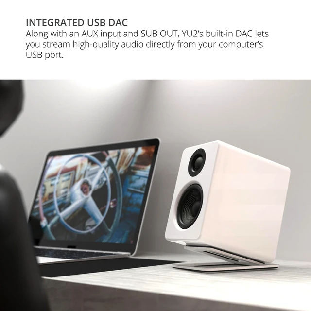 Alt view image 4 of 5 - Kanto YU2GW PC Gaming Desktop Speakers ^^ 3" Composite Drivers ^^ 3/4" Silk Dome Tweeter ^^ Class D Amplifier ^^ 100 Watts ^^ Built-in USB DAC ^^ Subwoofer Output ^^ Pair ^^ Gloss White