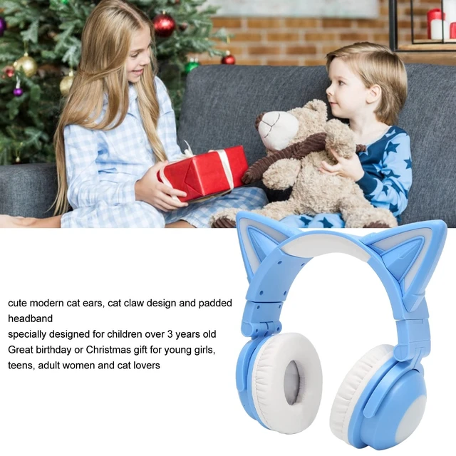 Alt view image 2 of 5 - Vvikizy Cat Ear Headset, Cute LED Headphones with Built in Mic Adjustable Headband Stereo Sound for Kids Teens Women, LED Cat Ears Headphones (Blue)
