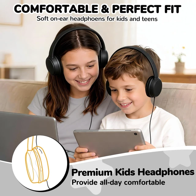Alt view image 3 of 5 - XOSDA Classroom Headphones Bulk 20 Pack for for Kids Students K-12, Wholesale School Durable Wired Earphones for Teachers Teens Chromebook Computer Laptop(LS30,20 Black)