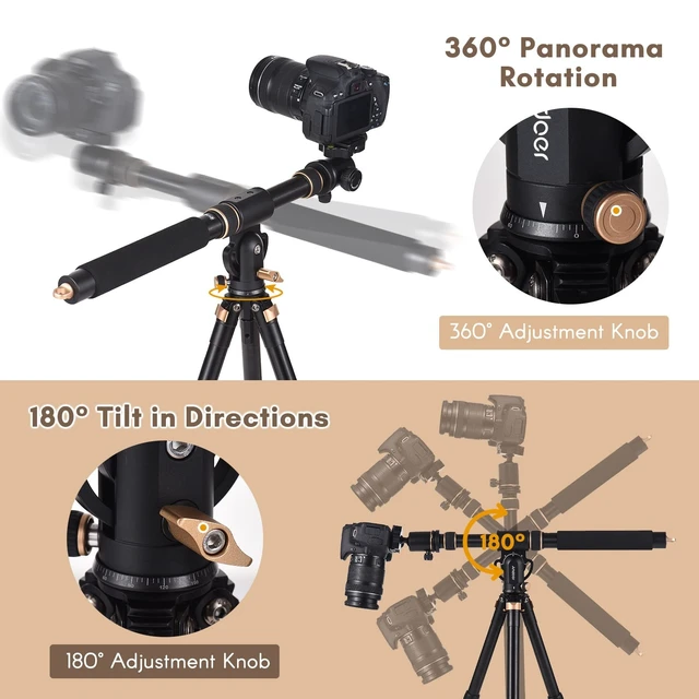 Alt view image 5 of 5 - Andoer Universal Tripod Extension Arm Aluminum Alloy Detachable Extender Horizontal Centre Column for Tripod 48-106cm Retractable Tripod Boom Arm with 360 Rotatable Base 5kg Load Capacity