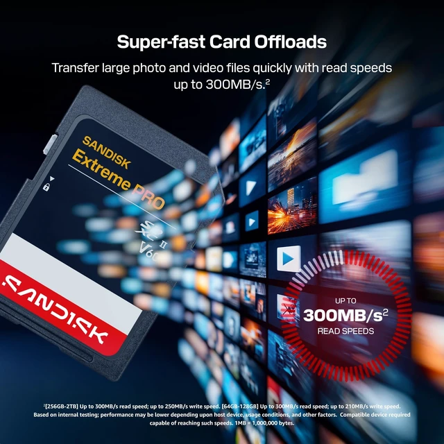 Alt view image 4 of 5 - SANDISK 256GB Extreme PRO SD Memory Card, Up to 300MB/s Read Speeds, UHS-II
