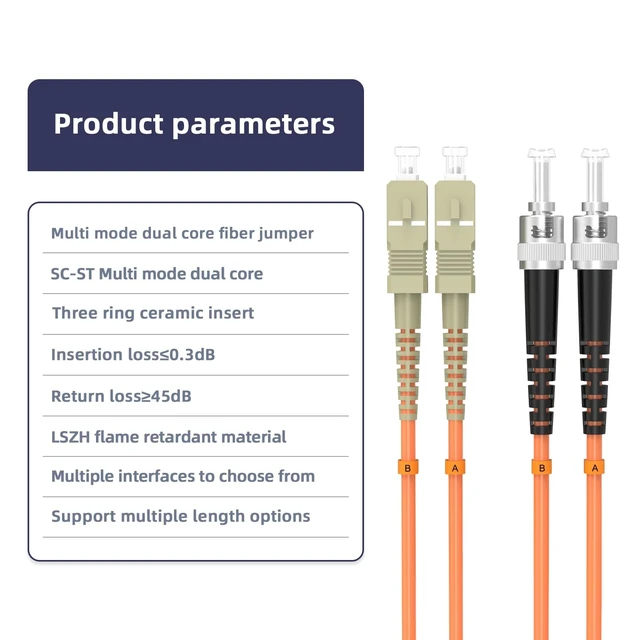 Alt view image 4 of 5 - lidkew SC/UPC to ST/UPC Fiber Patch Cable OM1 Multimode Duplex 62.5/125m 25M/82FT Fiber Optic Jumper Optical Patch Cord LSZH Orange Jacket