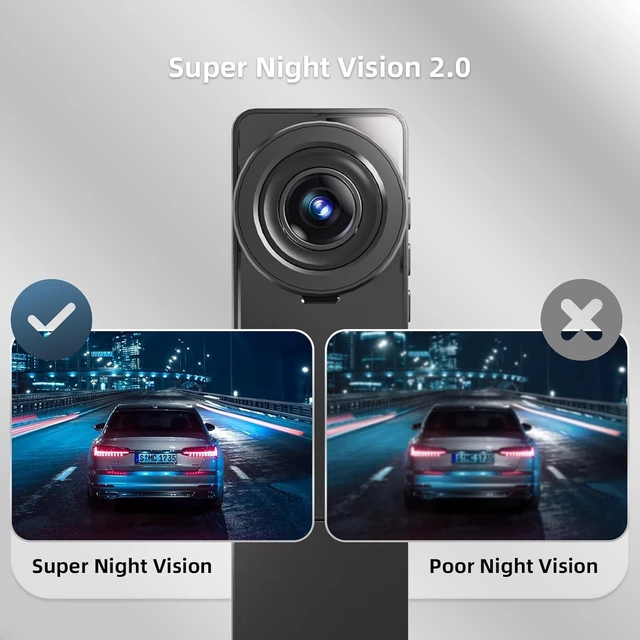Alt view image 4 of 5 - 3 Channel Dash Cam Front and Rear Inside, Triple Dash Camera for Cars, 2.5K UHD Dash Cam, 3.18" IPS Large Screen, IR Night Vision, 24/7 Recording Parking Mode Monitor, Free 64G SD Card