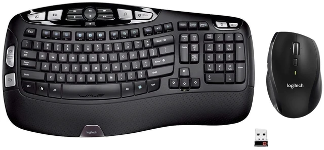 Main image of Logitech Comfort Wireless Keyboard and Mouse Combo - K350 Wave Keyboard with M705 Marathon Mouse for Comfortable Typing & Precision Control, 2.4GHz USB Receiver