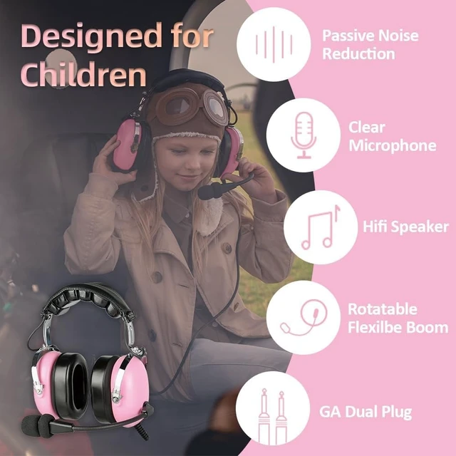 Alt view image 5 of 5 - General Aviation Child Headset with Noise Canceling Microphone