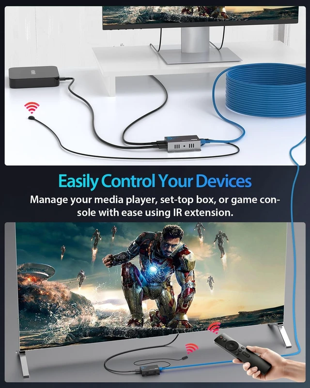 Alt view image 4 of 5 - KVZOO 4K HDMI Extender Over Ethernet CAT5e/CAT6/6a/CAT7 230FT 4K@30Hz