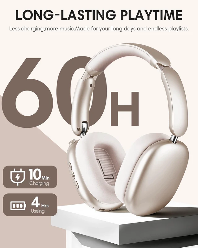 Alt view image 5 of 5 - Wentronic Y02 Active Noise Cancelling Wireless Headphones, Starlight