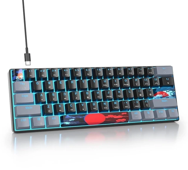 Main image of iRoboosta Portable 60% Mechanical Gaming Keyboard Black/Grey, RGB Backlit Wired Key Board with Blue Switch, Compact 61 Keys Mini Office Keyboards with for Windows Laptop PC (61 Dark/Blue Switch)
