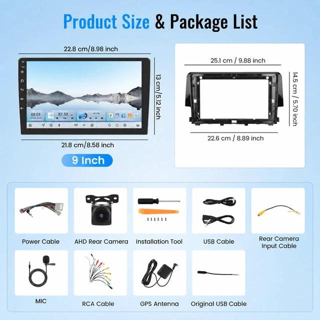 Alt view image 4 of 5 - Upgraded 8-Core Car Stereo for Honda Civic 2016-2020, 10.1 IPS Touchscreen Android 15 Radio with 5G WiFi, Wireless CarPlay & Android Auto, 4G RAM 64G ROM, DSP, Backup Camera, Plug and Play+Back