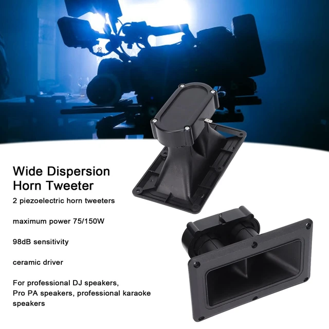 Alt view image 2 of 5 - 2x75/150W Wide Dispersion Horn Tweeter Dual Drive Ceramic High Sensitivity Piezoelectric Speaker, Excellent Acoustic Performance, for DJs, Car Audio, Pro PA Speakers