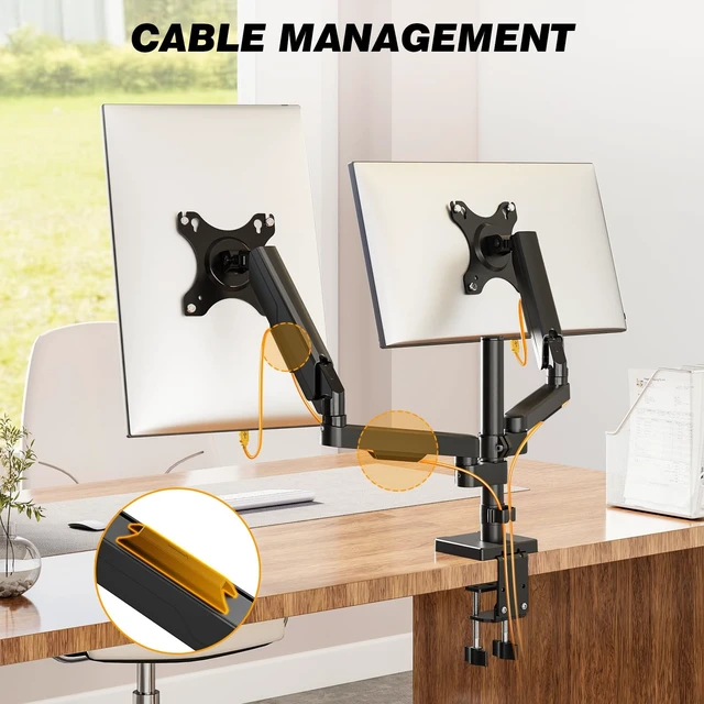 Alt view image 5 of 5 - TVON Dual Monitor Stand & Monitor Arm Desk Mount up to 35 Inches