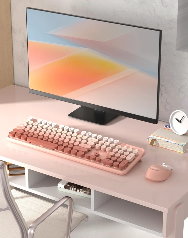 Alt view image 3 of 5 - COUTSALL Colorful Wireless Keyboard and Mouse Combo (Pastel Pink Colorful)