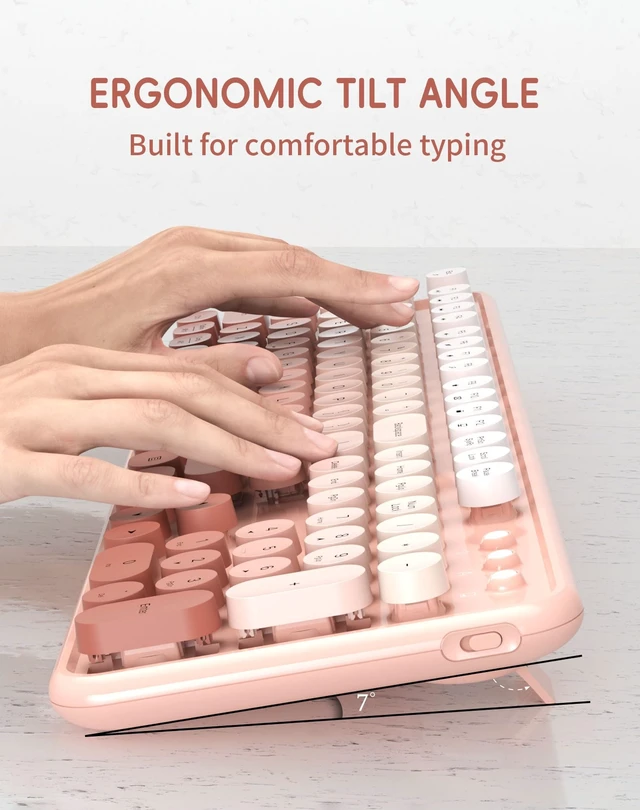 Alt view image 4 of 5 - COUTSALL Colorful Wireless Keyboard and Mouse Combo (Pastel Pink Colorful)