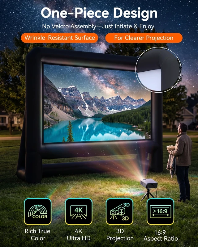 Alt view image 4 of 5 - Inflatable Projector Screen, 14FT Outdoor Projector Movie Screen