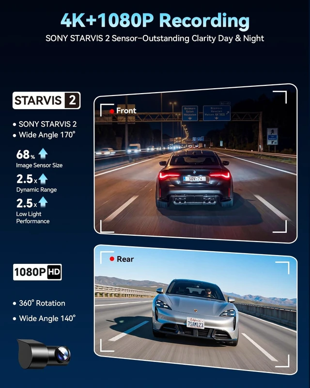 Alt view image 5 of 5 - OEM-Fit 4K Dual Dash Cam for Volvo XC90 2023-2026 (2023-2026 XC90 Dual Cam)