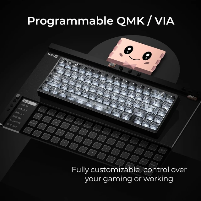 Alt view image 5 of 5 - HITIME XVX M67 60% Wireless Mechanical Gaming Keyboard, Black Forged Carbon