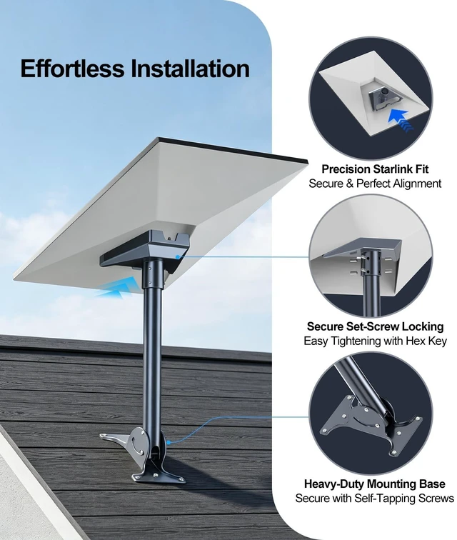 Alt view image 3 of 5 - PandaShield Starlink Straight Pole Mount for Standard Gen 3/V4 Dish