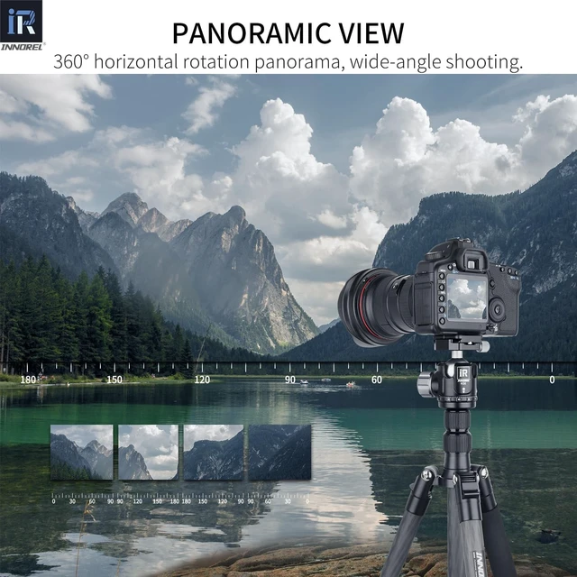 Alt view image 2 of 5 - INNOREL 62 inches 10 Layers Carbon Fiber Camera Tripod Monopod with 360 Degree Low Gravity Center Ball Head, two 1/4 inch Quick Shoe Plates, Carry Bag for DSLR, Video, Load up to 26 pounds (RT55C+N36)