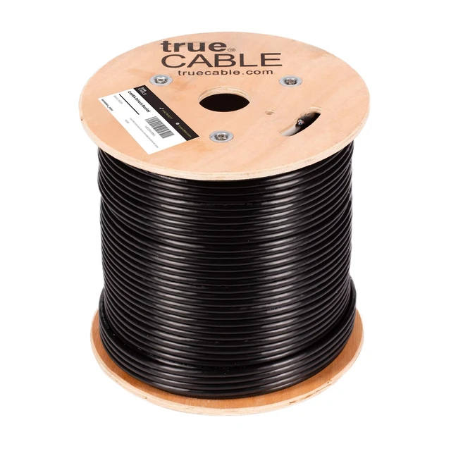 Alt view image 3 of 4 - TRUE CABLE Cat6A Direct Burial Bulk Ethernet Cable, 500ft, Black, Waterproof, Outdoor Rated OSP, 23AWG Solid Bare Copper, 750MHz, PoE++ 100W, Unshielded UTP