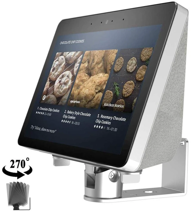 Main image of Wall Mount Stand for Ech_oo Show 10 (2nd Generation) Horizontal 270 Degrees Rotation Longitudinal Angle Change Base silverNot fit Ech_oo Show 8 & Ech_ooo Show 5, Only fit Ech_oo Show 10 Generation