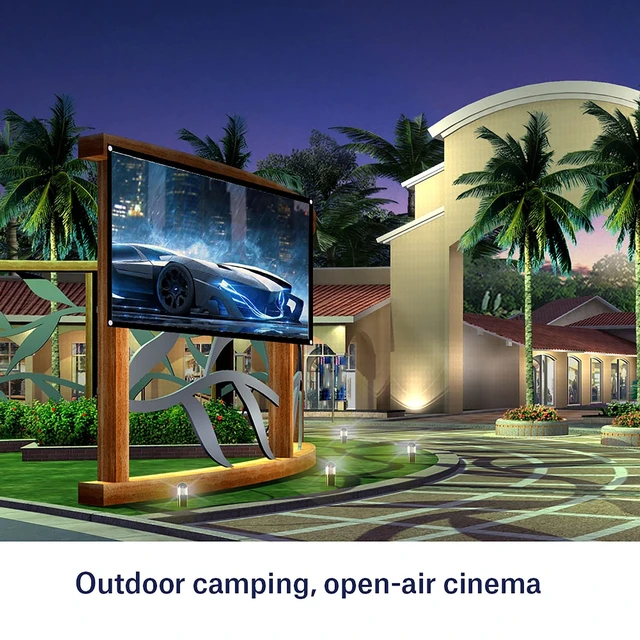 Alt view image 2 of 5 - 16 : 9 Projection Screen, Foldable Portable Projector Movies Screens for Home Theater Outdoor Indoor White Projector Curtain Projection Screen Designed with Black Edging and Hanging Holes(60 inches)